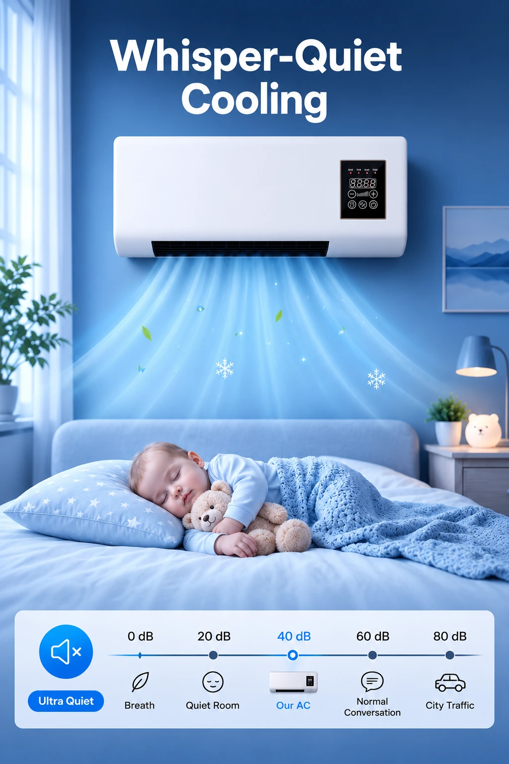 Child sleeps with ultra quiet Coolizi Coolzy
